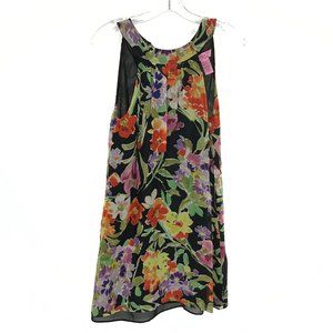 Womens Size 4 Eliza J Multicolor Pure Silk Colorful Floral Tie Back Mini Dress